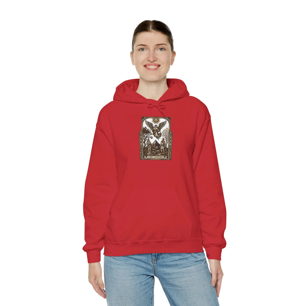 The Lovers Tarot Card Hoodie - Medium-Weight Fleece Pullover - Unisex White