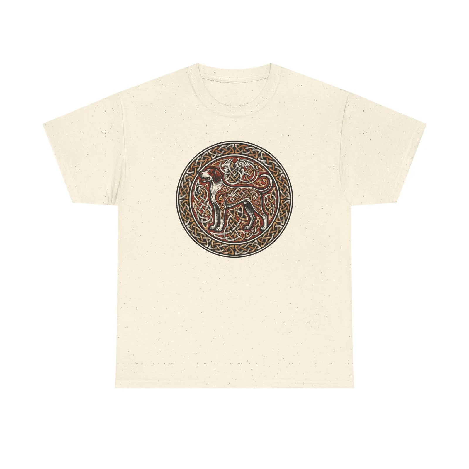 Norse Knotwork Hound Wolves T-Shirt - Heavy Cotton Classic Fit Tee - Unisex White