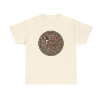 Norse Knotwork Hound Wolves T-Shirt - Heavy Cotton Classic Fit Tee - Unisex White