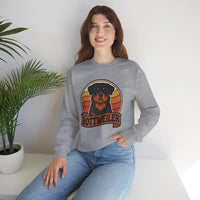 Rottweiler Retro Sunset Sweatshirt - Heavy Blend Fleece Crewneck - Unisex White