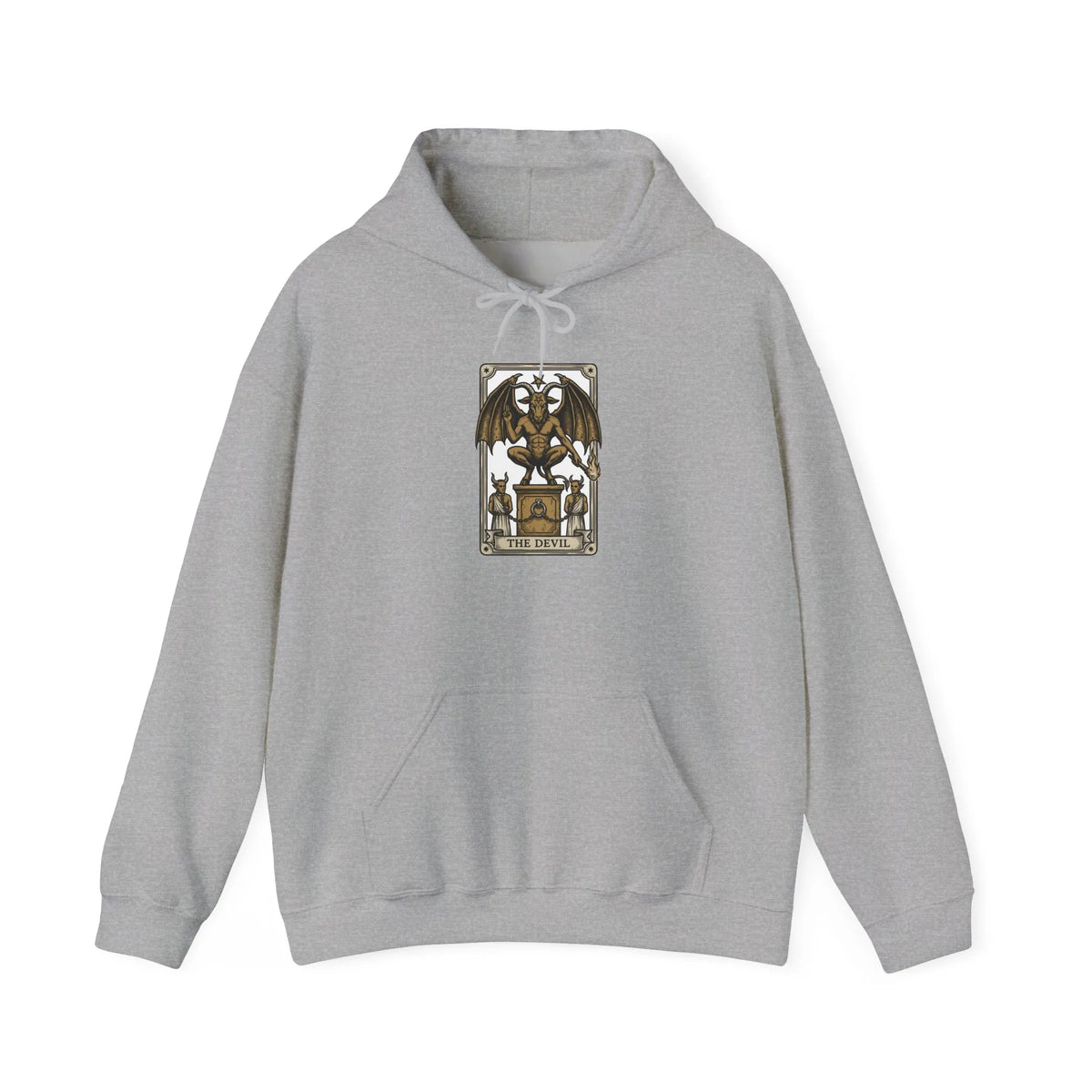 The Devil Tarot Card Graphic Hoodie - Heavy Blend Cotton-Poly Fleece - Unisex White