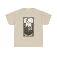 Moonlight Wolves Tarot Graphic T-Shirt - Heavy Cotton Classic Fit Crewneck - Unisex White