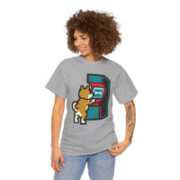 8-Bit Pixel Gaming Dog T-Shirt - Heavyweight Cotton Classic Fit Tee - Unisex White