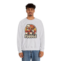 Poodle Retro 70s Sunset Sweatshirt - Heavy Blend Fleece Crewneck - Unisex White