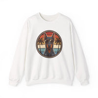 Doberman 70s Sunset Aviators Sweatshirt - Heavy Blend Fleece Crewneck - Unisex White