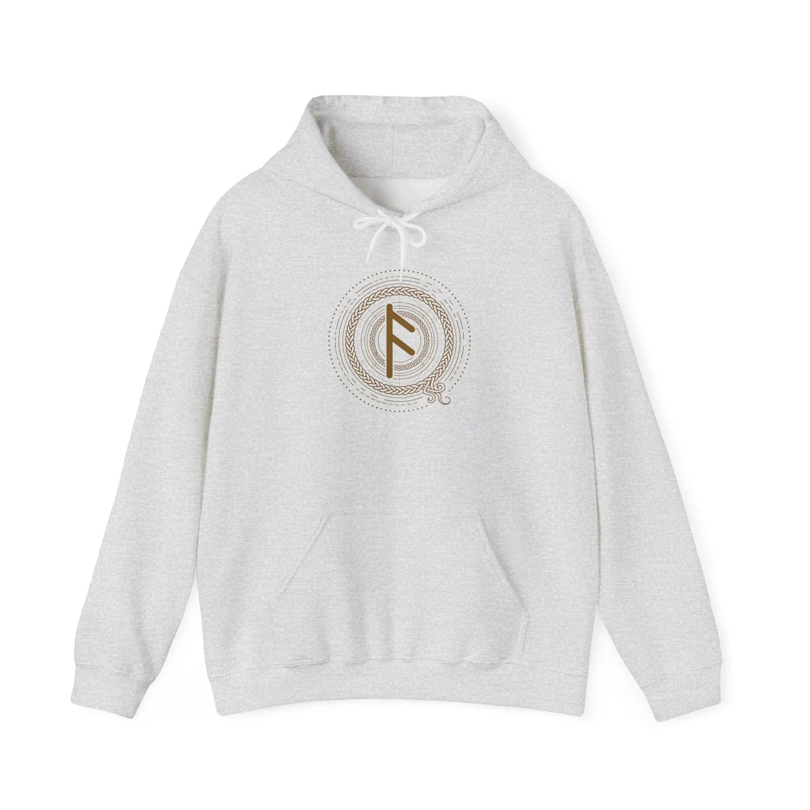 Ansuz Divine Speech Rune Hoodie - Heavyweight Fleece Pullover - Unisex White