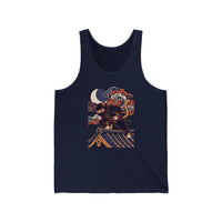 Ninja Cat Ukiyo-e Samurai Tank Top - Lightweight Jersey Retail Fit - Unisex Athletic Heather