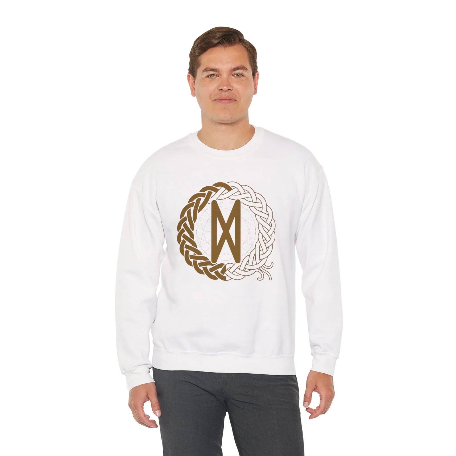 Dagaz Rune Dawn & Dusk Sweatshirt - Heavy Blend Classic Fit Crewneck - Unisex White