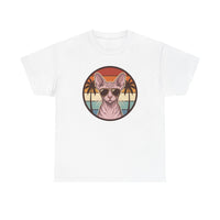 Sphynx Cat 70s Sunset Aviators T-Shirt - Heavy Cotton Classic Fit Tee - Unisex White