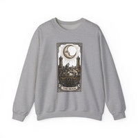 Moon Tarot Card Wolves Graphic Sweatshirt - Heavy Blend Fleece Crewneck - Unisex White