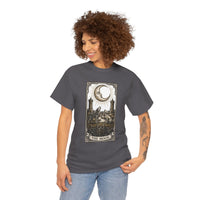 Moonlight Wolves Tarot Graphic T-Shirt - Heavy Cotton Classic Fit Crewneck - Unisex White