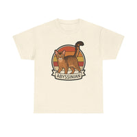 Abyssinian Retro 70s Sunset Cat T-Shirt - Heavy Cotton Classic Fit Tee - Unisex White