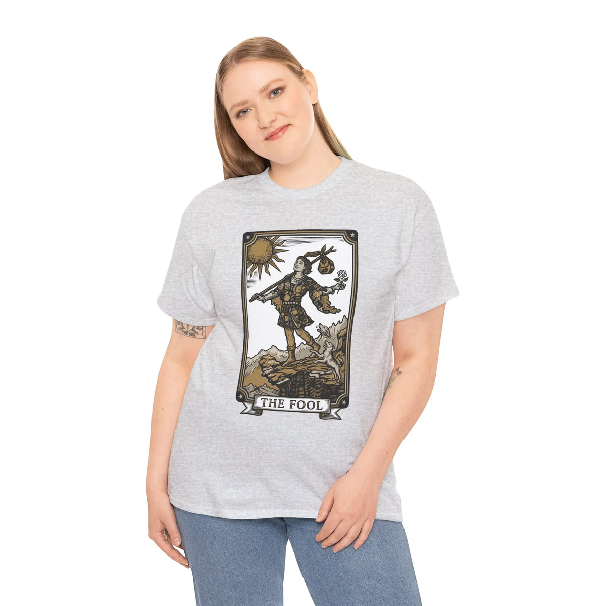 The Fool Tarot Card Graphic T-Shirt - Heavy Cotton Classic Fit Tee - Unisex White
