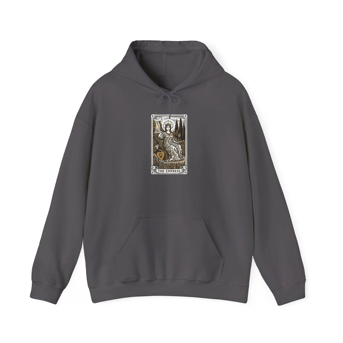 The Empress Tarot Card Hoodie - Heavyweight Cotton Blend Pullover - Unisex Ash