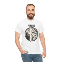 Ansuz Rune Divine Speech Graphic T-Shirt - Heavy Cotton Classic Fit Tee - Unisex White