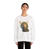 Elhaz Rune Antler Graphic Sweatshirt - Heavy Blend Fleece Crewneck - Unisex White