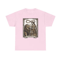 Tarot Strength Card Graphic T-Shirt - Heavy Cotton Classic Fit Crewneck - Unisex White