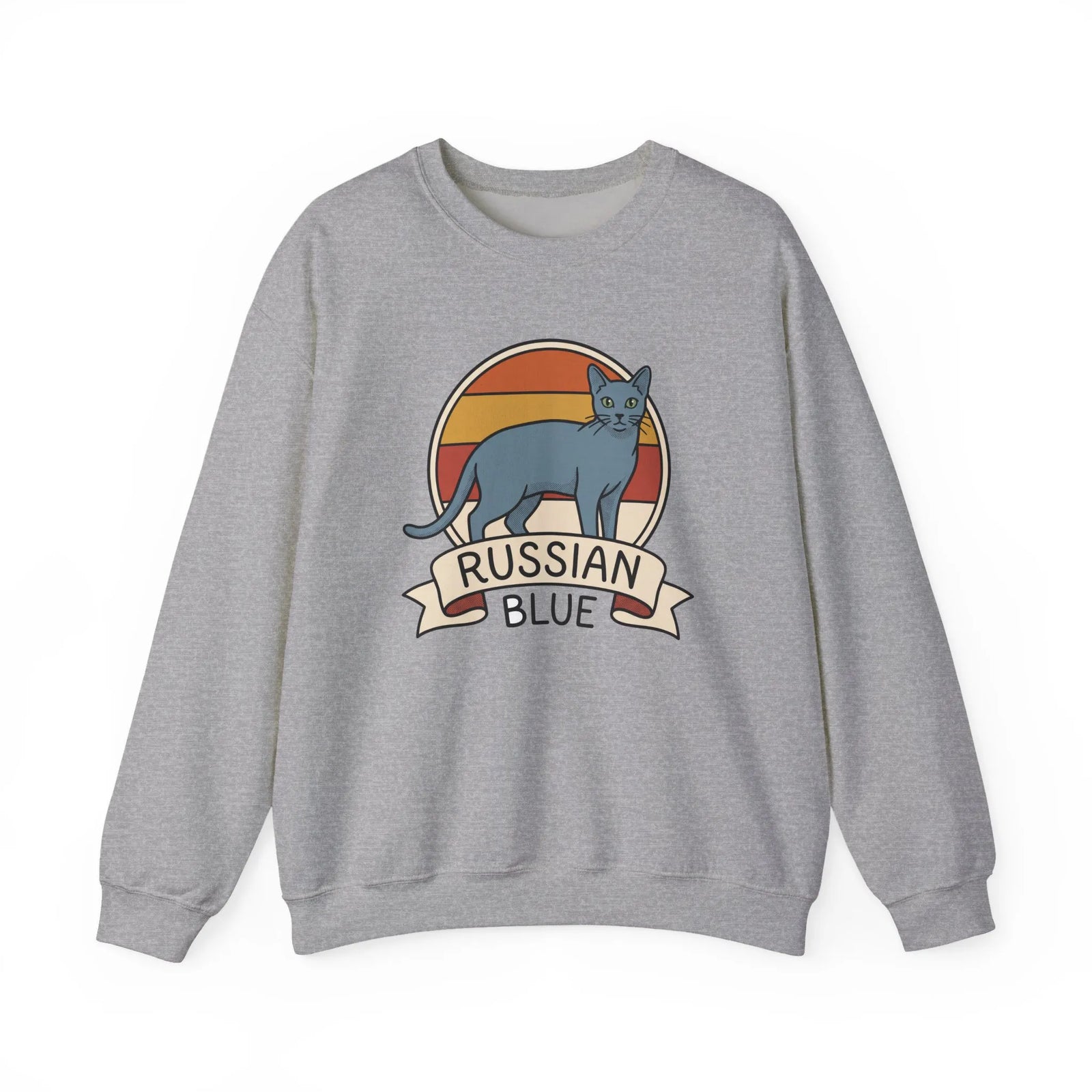 Russian Blue Retro 70s Sunset Sweatshirt - Heavy Blend Crewneck - Unisex White