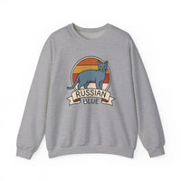 Russian Blue Retro 70s Sunset Sweatshirt - Heavy Blend Crewneck - Unisex White