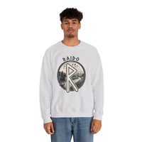 Raido Rune Journey Sweatshirt - Heavy Blend Classic Fit Crewneck - Unisex White