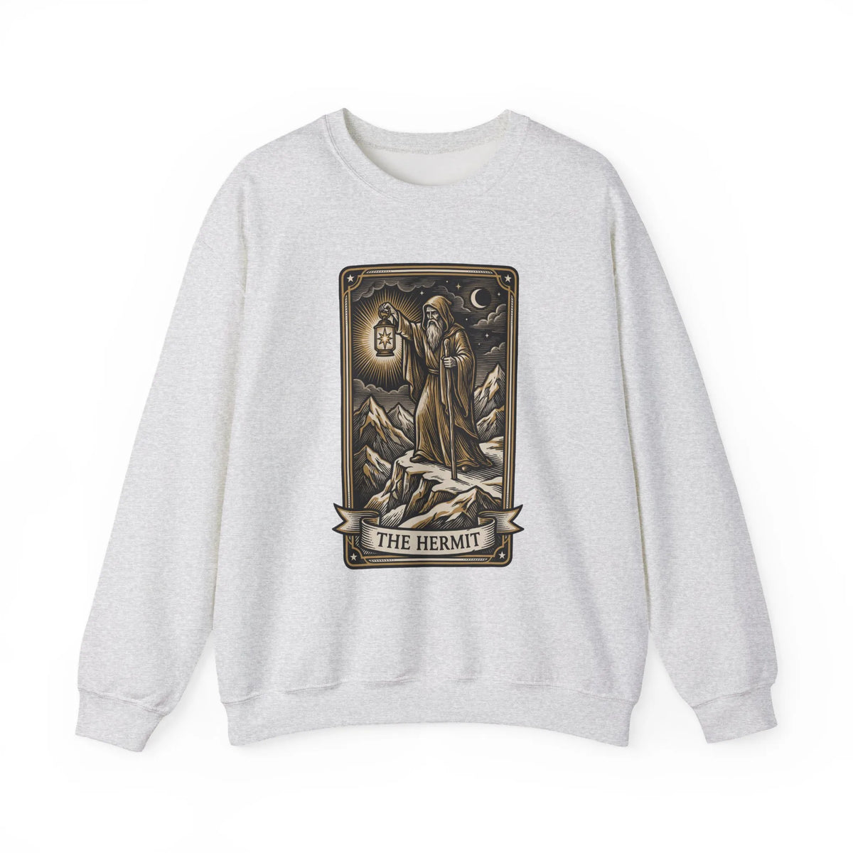 The Hermit Tarot Card Sweatshirt - Heavy Blend Crewneck Fleece - Unisex Off White