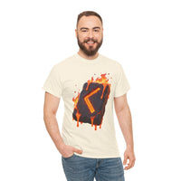 Kenaz Rune Torch Flame T-Shirt - Heavy Cotton Classic Fit Tee - Unisex White