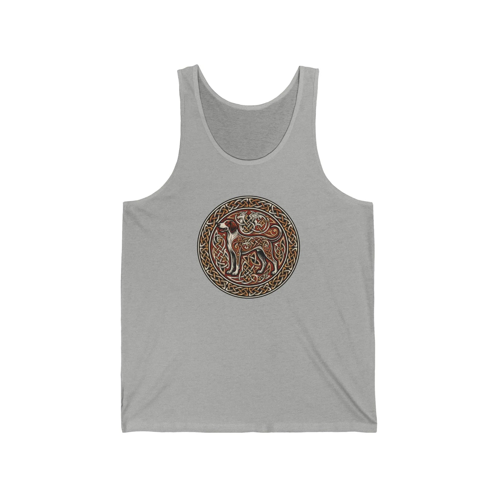 Knotwork Hound Odin's Wolves Tank Top - Soft Airlume Cotton Jersey - Unisex Athletic Heather