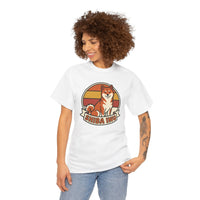 Shiba Inu Retro Sunset Graphic T-Shirt - Heavyweight Cotton Classic Fit - Unisex White