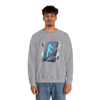 Ansuz Rune Divine Speech Graphic Sweatshirt - Heavy Blend Fleece Crewneck - Unisex White