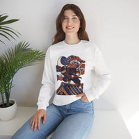 Ninja Cat Ukiyo-e Samurai Sweatshirt - Soft Heavyweight Fleece Crewneck - Unisex White