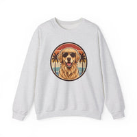 Golden Retriever Sunset Sweatshirt - Heavy Blend Cotton Poly Crewneck - Unisex White