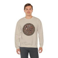 Norse Knotwork Hound Odin's Wolves Sweatshirt - Soft Durable Cotton Blend Crewneck - Unisex White