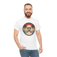 Poodle Cool Dogs 70s Sunset Aviators T-Shirt - Heavy Cotton Classic Fit - Unisex White