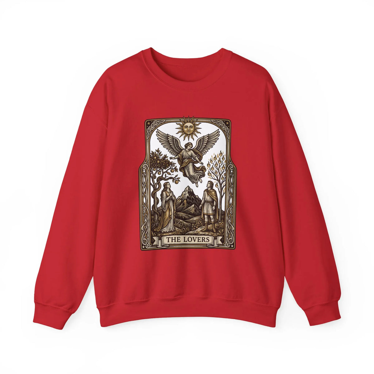 The Lovers Tarot Card Sweatshirt - Heavy Blend Fleece Crewneck - Unisex White