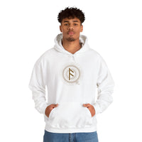 Ansuz Divine Speech Rune Hoodie - Heavyweight Fleece Pullover - Unisex White