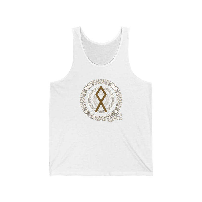 Othala Rune Inheritance Tank Top - Lightweight Airlume Cotton Jersey - Unisex White