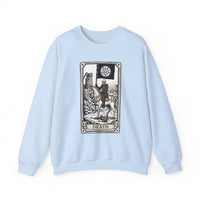 Tarot Death Card Graphic Sweatshirt - Heavy Blend Classic Fit Crewneck - Unisex White
