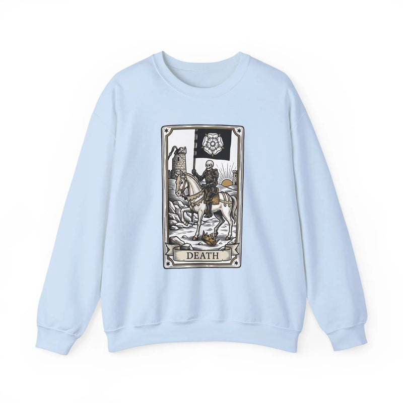Tarot Death Card Graphic Sweatshirt - Heavy Blend Classic Fit Crewneck - Unisex White
