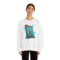 Ehwaz Rune Spirit Horse Sweatshirt - Heavy Blend Classic Fit Crewneck - Unisex White