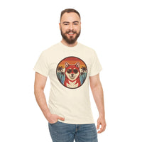 Shiba Inu Aviator Sunset T-Shirt - Heavy Cotton Classic Fit Tee - Unisex White