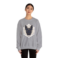 Third Eye Sacred Geometry Spirit Dog Sweatshirt - Heavy Blend Cotton Polyester Crewneck - Unisex White