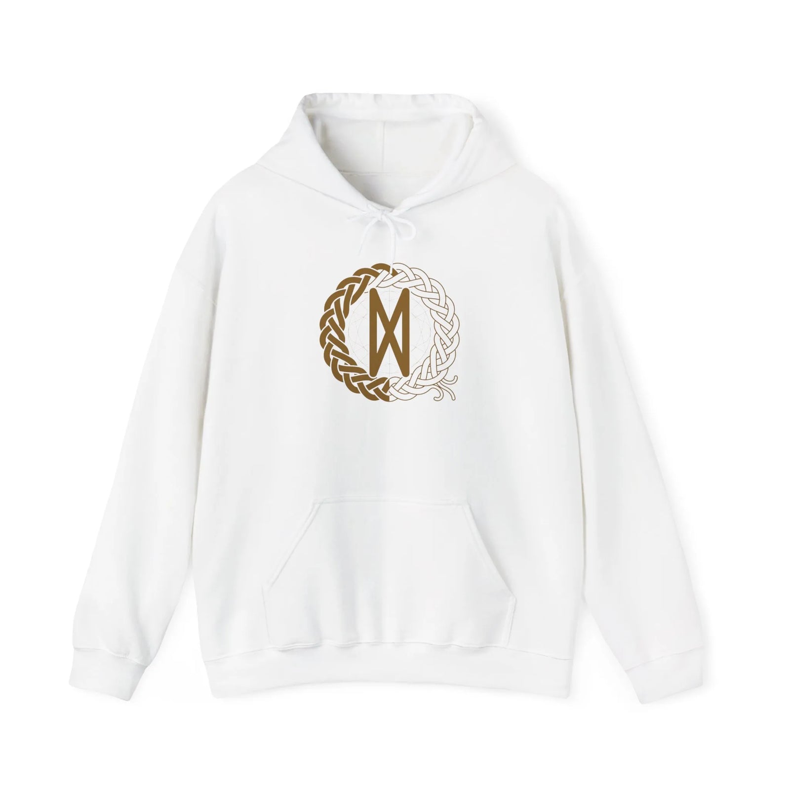 Dagaz Rune Dawn Dusk Threshold Hoodie - Medium Weight Fleece Pullover - Unisex White