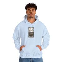 Moon Tarot Card Graphic Hoodie - Soft Fleece Blend Pullover - Unisex Ash