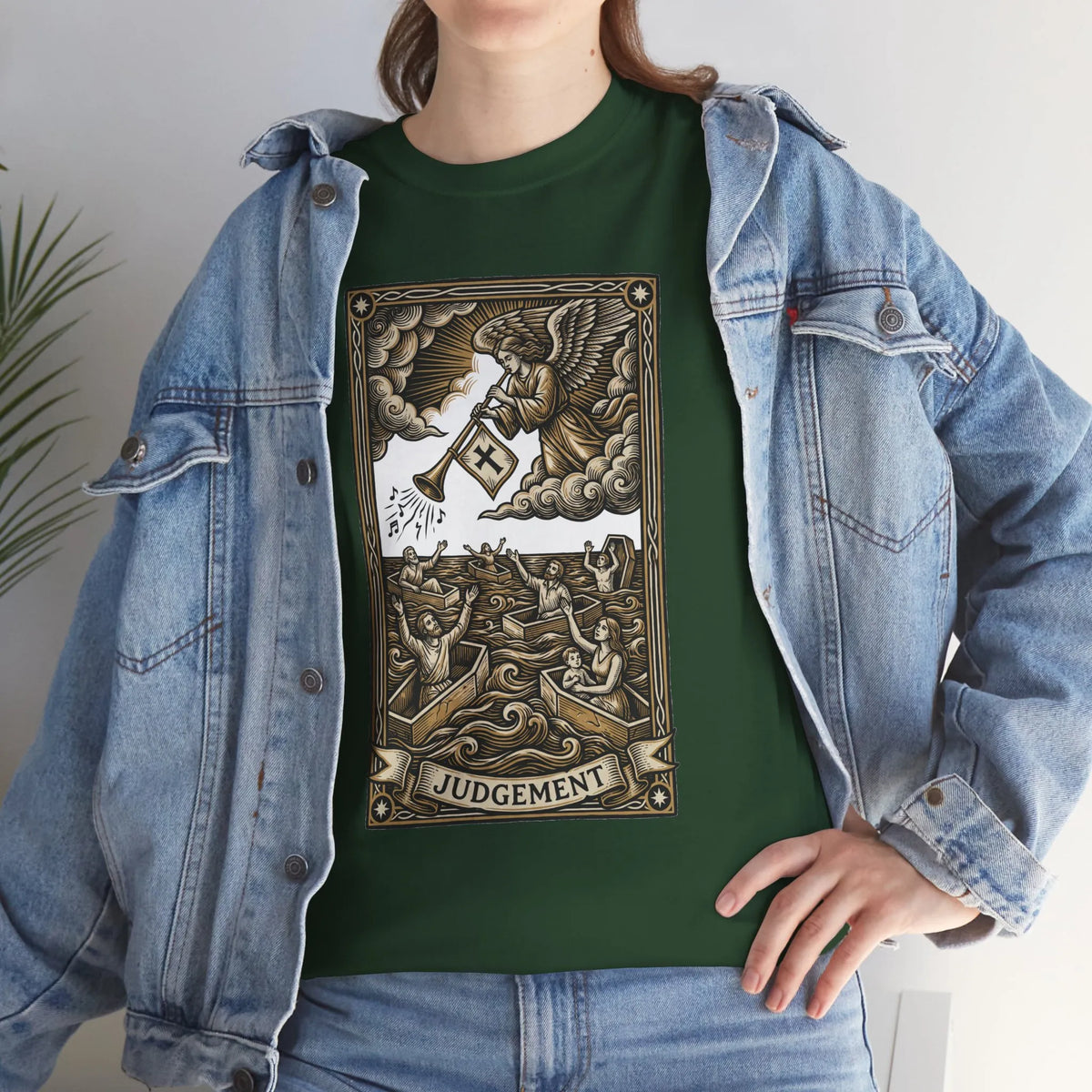 Judgement Angel Graphic T-Shirt - Heavy Cotton Classic Fit Tee - Unisex White