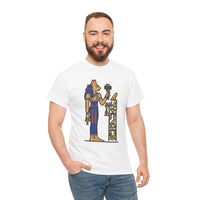 Bastet Sphynx Egyptian Pharaoh Cat T-Shirt - Heavy Cotton Classic Fit Tee - Unisex White