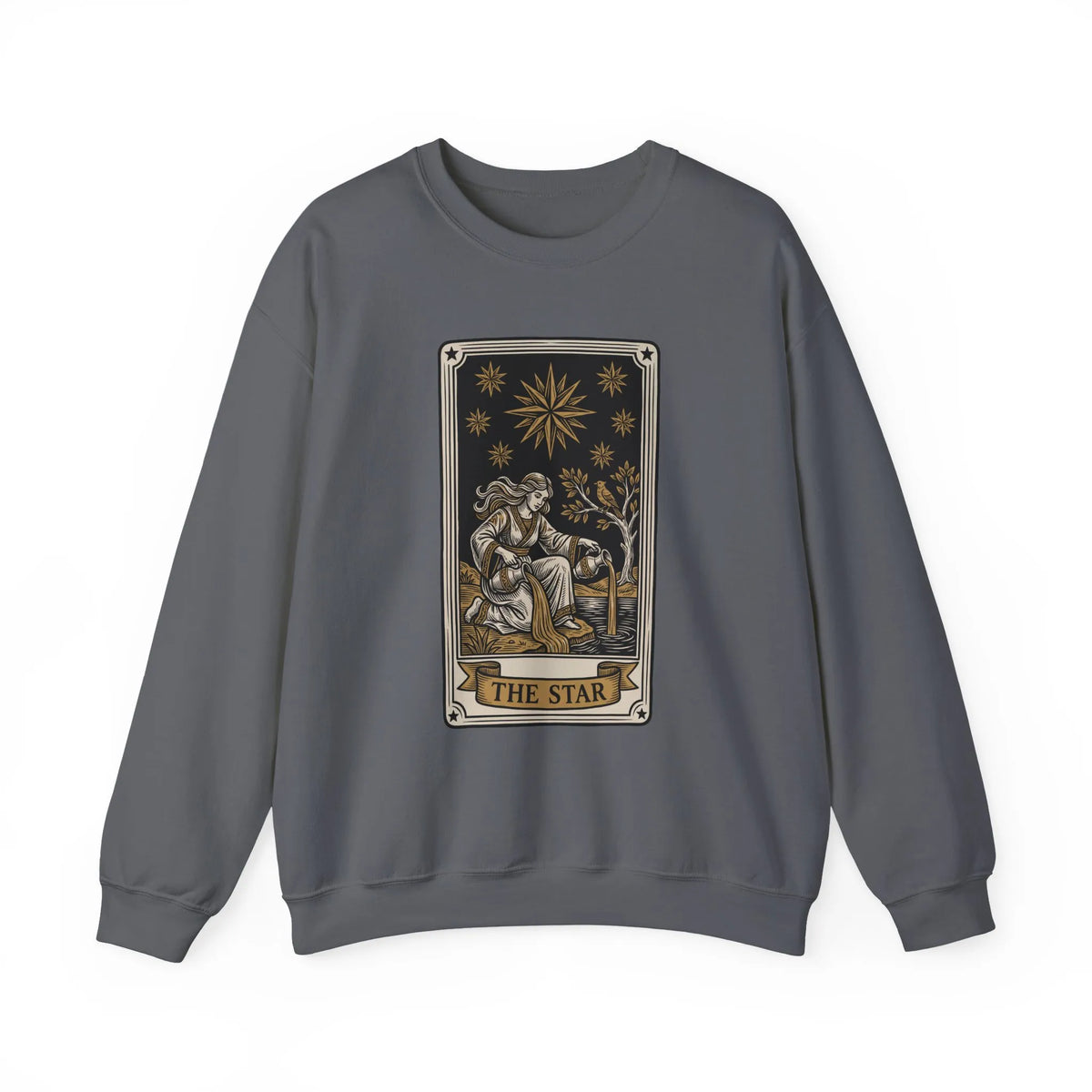 The Star Tarot Card Sweatshirt - 50/50 Cotton Polyester Crewneck - Unisex White