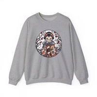Ukiyo-e Samurai Cats Fan Dancer Sweatshirt - Heavy Blend Fleece Crewneck - Unisex White