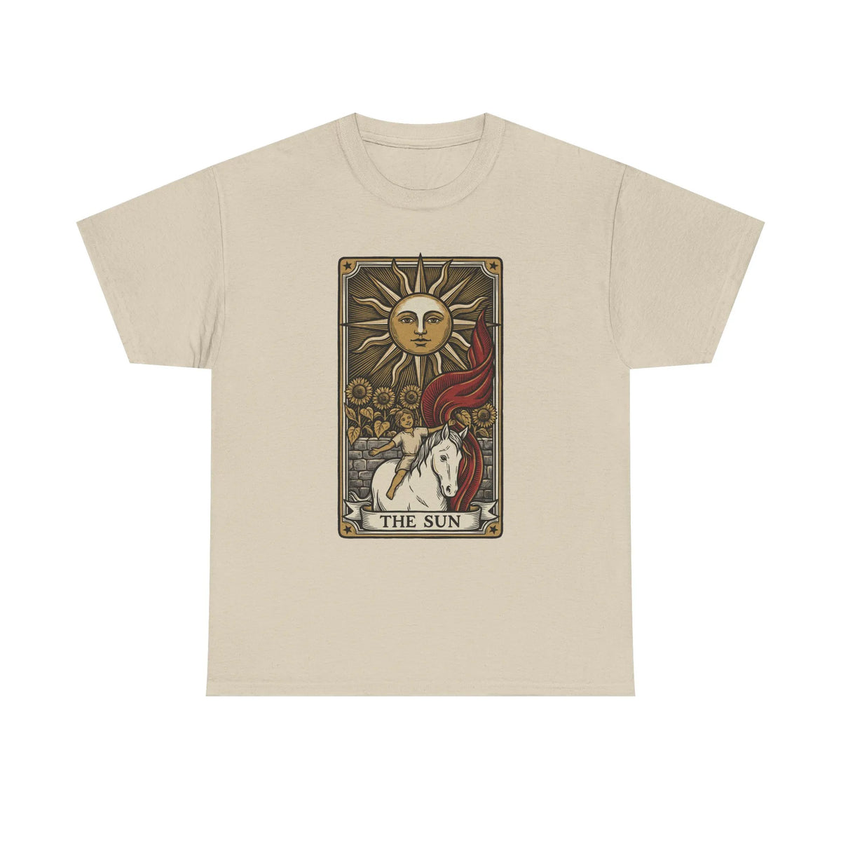 Tarot The Sun Card T-Shirt - Medium Weight 100% Cotton Tee - Unisex White