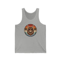Maine Coon Cat 70s Sunset Aviators Tank Top - Lightweight Retail Fit Cotton Jersey - Unisex Athletic Heather