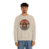 Maine Coon Aviator Cat Sweatshirt - Heavy Blend Fleece Crewneck - Unisex White